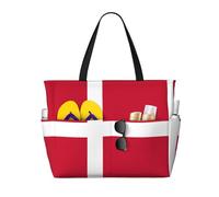 WXZYFP Bandiera danese È una borsa da viaggio da spiaggia di grande capacità realizzata in 100% poliestere e ha 7 tasche che possono contenere molti articoli., Nero, Taglia unica