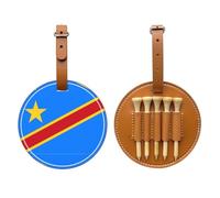 WXZYFP Bandiera del Congo marrone stampato su un solo lato PU borsa da golf tee storage bag, design 5-tack con una clip da cintura 20 cm.