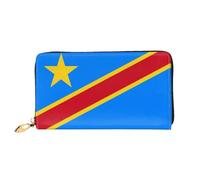 WXZYFP Bandiera del Congo Portafoglio lungo in pelle, stampa fronte/retro, materiale in pelle microfibra, unisex, impermeabile e resistente