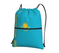WXZYFP Bandiera del Kazakistan Zaino con coulisse con cerniera per il tempo libero all'aperto, tessuto impermeabile, materiale leggero, unisex
