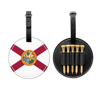 WXZYFP Bandiera della Florida nera stampata su un lato in pelle PU borsa portaoggetti per tee da golf, design a 5 puntine con una clip da cintura da 20 cm.