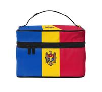 WXZYFP Bandiera della Moldova Borsa cosmetica portatile multifunzionale con design a strati interni ed esterni, facile da organizzare varie forniture.