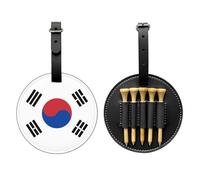 WXZYFP Bandiera della Repubblica di Corea nera stampata su un lato in pelle PU borsa portaoggetti per tee da golf, design a 5 puntine con una clip da cintura da 20 cm.