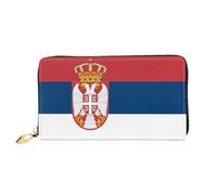 WXZYFP Bandiera della Serbia Portafoglio lungo in pelle, stampa fronte/retro, materiale in pelle microfibra, unisex, impermeabile e resistente