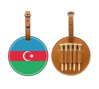 WXZYFP Bandiera dell'Azerbaigian marrone stampato su un lato in pelle PU borsa per tee da golf, design a 5 puntine con una clip da cintura da 20 cm.