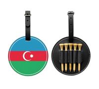 WXZYFP Bandiera dell'Azerbaigian nero stampato su un solo lato in pelle PU borsa portaoggetti tee da golf, design a 5 puntine con una clip da cintura da 20 cm.