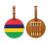 WXZYFP Bandiera delle Mauritius marrone stampato su un lato in pelle PU borsa portaoggetti per tee da golf, design a 5 puntine con una clip da cintura da 20 cm.
