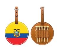 WXZYFP Bandiera dell'Ecuador marrone stampato su un lato in pelle PU borsa per tee da golf, design a 5 puntine con una clip da cintura da 20 cm.