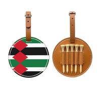 WXZYFP Bandiera dello Stato della Palestina marrone stampato su un lato in pelle PU borsa per tee da golf, design a 5 puntine con una clip da cintura da 20 cm.