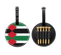 WXZYFP Bandiera dello Stato della Palestina nera stampata su un lato in pelle PU borsa portaoggetti per tee da golf, design a 5 puntine con una clip da cintura da 20 cm.