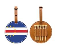 WXZYFP Bandiera di Capo Verde Marrone Unico Lato Stampato PU Pelle Golf Tee Storage Bag Design 5-tack con una clip da cintura 20 cm.