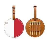WXZYFP Bandiera di Malta marrone stampato su un lato in pelle PU borsa per tee da golf, design a 5 puntine con una clip da cintura da 20 cm.