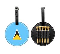 WXZYFP Bandiera di Santa Lucia nera stampata su un lato in pelle PU borsa portaoggetti per tee da golf, design a 5 puntine con una clip da cintura da 20 cm.