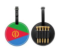 WXZYFP Bandiera eritrea nera stampata su un lato in pelle PU borsa portaoggetti per tee da golf, design a 5 puntine con una clip da cintura da 20 cm.