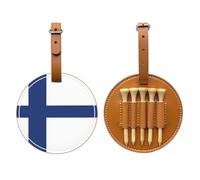 WXZYFP Bandiera finlandese marrone stampato su un lato in pelle PU borsa per tee da golf, design a 5 puntine con una clip da cintura da 20 cm.