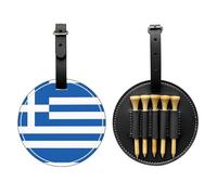 WXZYFP Bandiera greca nera stampata su un lato in pelle PU borsa per tee da golf, design a 5 puntine con una clip da cintura da 20 cm.