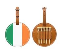 WXZYFP Bandiera irlandese marrone stampato su un lato in pelle PU borsa per tee da golf, design a 5 puntine con una clip da cintura da 20 cm.