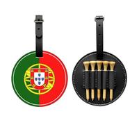 WXZYFP Bandiera portoghese nera stampata su un lato in pelle PU borsa per tee da golf, design a 5 puntine con una clip da cintura da 20 cm.