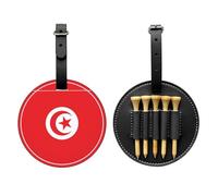 WXZYFP Bandiera tunisina nera stampata su un lato in pelle PU borsa per tee da golf, design a 5 puntine con una clip da cintura da 20 cm.