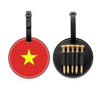 WXZYFP Bandiera vietnamita nera stampata su un lato in pelle PU borsa portaoggetti per tee da golf, design a 5 puntine con una clip da cintura da 20 cm.