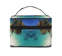 WXZYFP Beach Coconut Sunshine Borsa cosmetica portatile multifunzionale con design a strati interno ed esterno, facile da organizzare varie forniture.