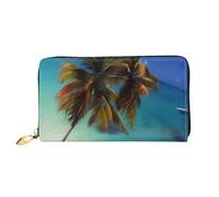 WXZYFP Beach Coconut Sunshine Portafoglio lungo in pelle, stampa fronte/retro, materiale in pelle microfibra, unisex, impermeabile e resistente