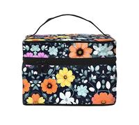 WXZYFP Bella borsa cosmetica da viaggio con fiori colorati, essenziale per gli appassionati di viaggi all'aperto, ha una semplice struttura interna.