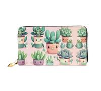 WXZYFP Bella pianta grassa portafoglio lungo in pelle, stampa fronte/retro, materiale in pelle microfibra, unisex, impermeabile e resistente