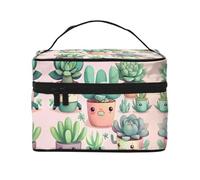 WXZYFP Belle piante grasse Borsa cosmetica portatile multifunzionale con design a strati interno ed esterno, facile da organizzare varie forniture.