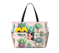 WXZYFP Belle piante grasse È una borsa da viaggio da spiaggia di grande capacità realizzata in 100% poliestere e ha 7 tasche che possono contenere molti articoli., Nero, Taglia unica