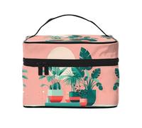 WXZYFP Belle piante verdi in vaso Borsa cosmetica portatile multifunzionale con design a strati interno ed esterno, facile da organizzare varie forniture.