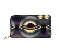 WXZYFP Bellissimo portafoglio lungo in pelle Saturn, stampa fronte/retro, materiale in pelle microfibra, unisex, impermeabile e resistente, nero, taglia unica