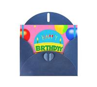 WXZYFP Biglietti di auguri di buon compleanno con palloncino blu perlato, brillanti su entrambi i lati, adatti per auguri di festa.