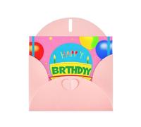 WXZYFP Biglietti di auguri di buon compleanno con palloncino rosa perlato, brillanti su entrambi i lati, adatti per auguri di festa.