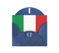 WXZYFP Biglietti di auguri in carta blu perlescente con bandiera italiana, brillanti su entrambi i lati, adatti per auguri di festa.