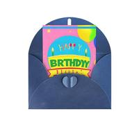 WXZYFP Biglietti di auguri in carta perlescente con buste, perlescenti, adatti per auguri di festa e invitiBuon compleanno palloncino blu