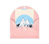 WXZYFP Biglietti di auguri in carta perlescente con buste, perlescenti, su entrambi i lati, adatti per auguri e inviti per le vacanze Montagne ricoperte di neve Rosa