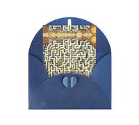 WXZYFP Biglietti di auguri in carta perlescente con buste, perlescenti su entrambi i lati, adatti per auguri di vacanza e invitiMappa del tesoro labirinto blu