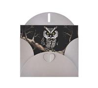 WXZYFP Biglietti di auguri in carta perlescente grigia con gufo, brillanti su entrambi i lati, adatti per auguri di festa.