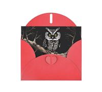 WXZYFP Biglietti di auguri in carta perlescente rossa con gufo notturno, brillanti su entrambi i lati, adatti per auguri di festa.