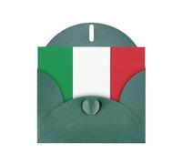 WXZYFP Biglietti di auguri in carta perlescente verde scuro con bandiera italiana, brillanti su entrambi i lati, adatti per auguri di festa.