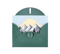WXZYFP Biglietti di auguri in carta perlescente verde scuro con montagne innevate, brillanti su entrambi i lati, adatti per gli auguri delle vacanze.