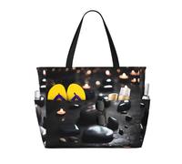 WXZYFP Black Mystery Heart Stone È una borsa da viaggio da spiaggia di grande capacità realizzata in 100% poliestere e ha 7 tasche che possono contenere molti articoli., Nero, Taglia unica