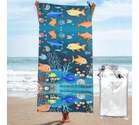 WXZYFP Blu Underwater World of Fish 80 x 160 cm è un asciugamano da bagno in fibra ad asciugatura rapida (stile verticale), adatto per sport, viaggi e uso domestico.