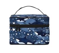 WXZYFP Blue Killer Whale Borsa cosmetica portatile multifunzionale con design a strati interno ed esterno, facile da organizzare varie forniture.