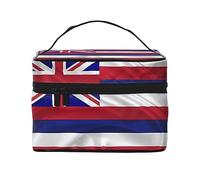 WXZYFP Borsa cosmetica da viaggio americana con bandiera delle Hawaii, essenziale per gli appassionati di viaggi all'aperto, ha una semplice struttura interna., Nero, Taglia unica