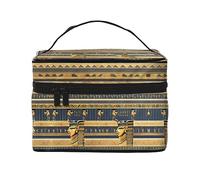 WXZYFP Borsa cosmetica da viaggio con affreschi faraonici egiziani, essenziale per gli appassionati di viaggi all'aperto, ha una semplice struttura interna., Nero, Taglia unica
