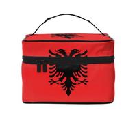 WXZYFP Borsa cosmetica da viaggio con bandiera albanese, essenziale per gli appassionati di viaggi all'aperto, ha una semplice struttura interna., Nero, Taglia unica