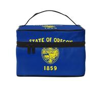 WXZYFP Borsa cosmetica da viaggio con bandiera dello stato dell'Oregon, essenziale per gli appassionati di viaggi all'aperto, ha una semplice struttura interna., Nero, Taglia unica