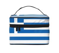 WXZYFP Borsa cosmetica da viaggio con bandiera greca, essenziale per gli appassionati di viaggi all'aperto, ha una semplice struttura interna.